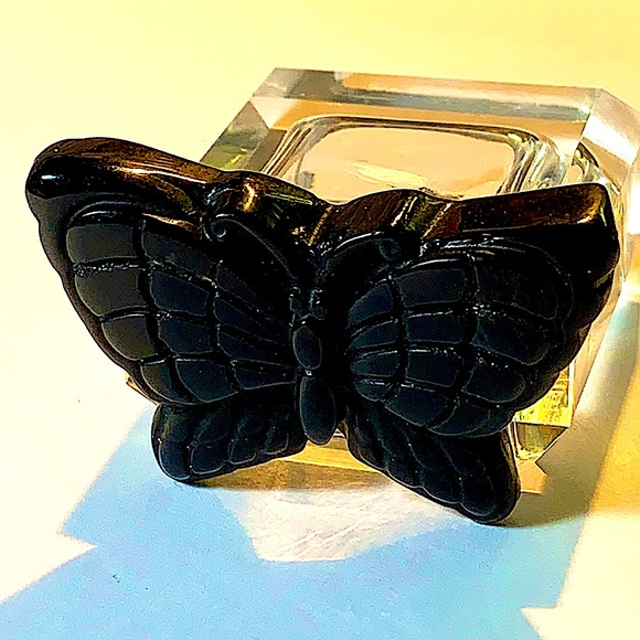 BUTTERFLY 🦋 BLACK OBSIDIAN CARVED CRYSTAL - Picture 9 of 9